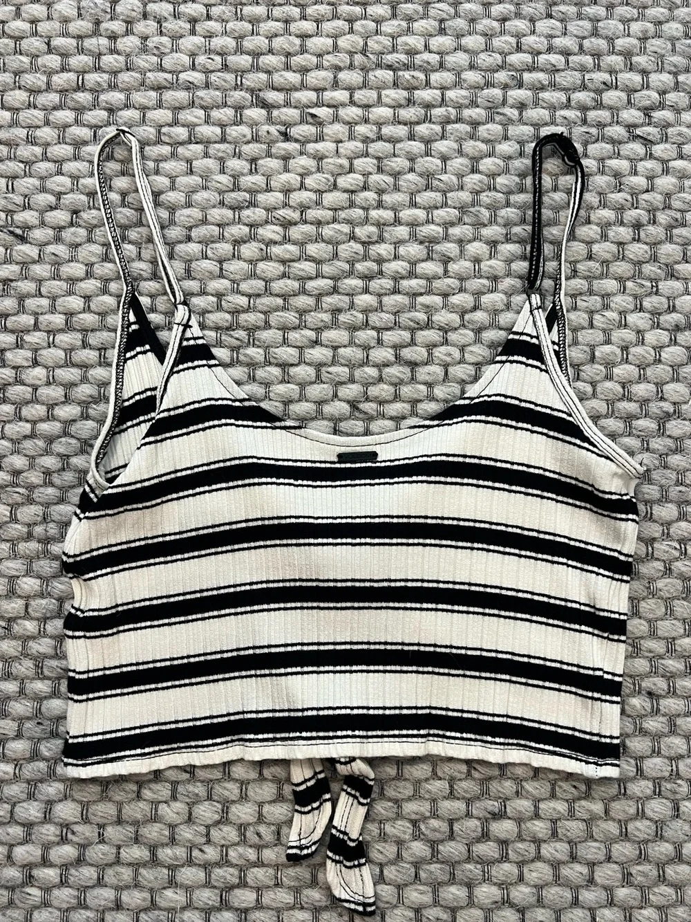 Volcom Black & White Striped Tie-Front Ribbed Cami - Picture 5 of 5